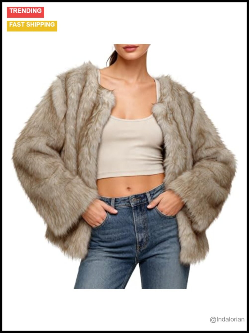 Faux Fur Coat Open Front Long Sleeve Casual Jacket